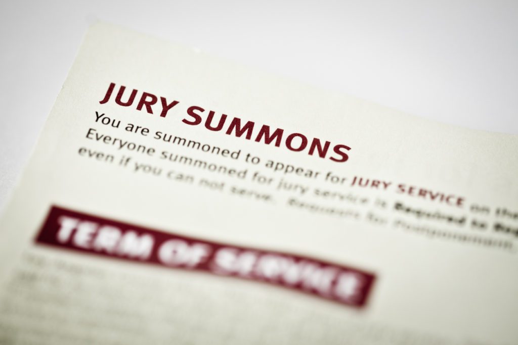 macro of an actual jury duty summons.